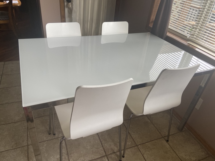 Glass Dining Table with 4 Chairs