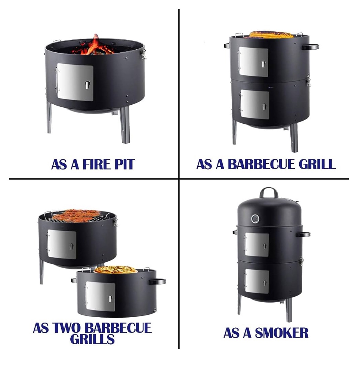 Realcook Steel Charcoal Smoker, Heavy Duty Round BBQ Grill - photo 4