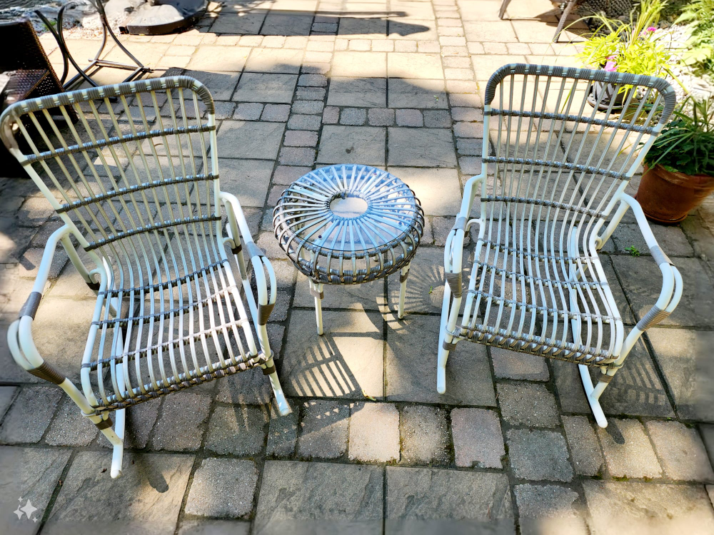 Outdoor white rattan furniture set