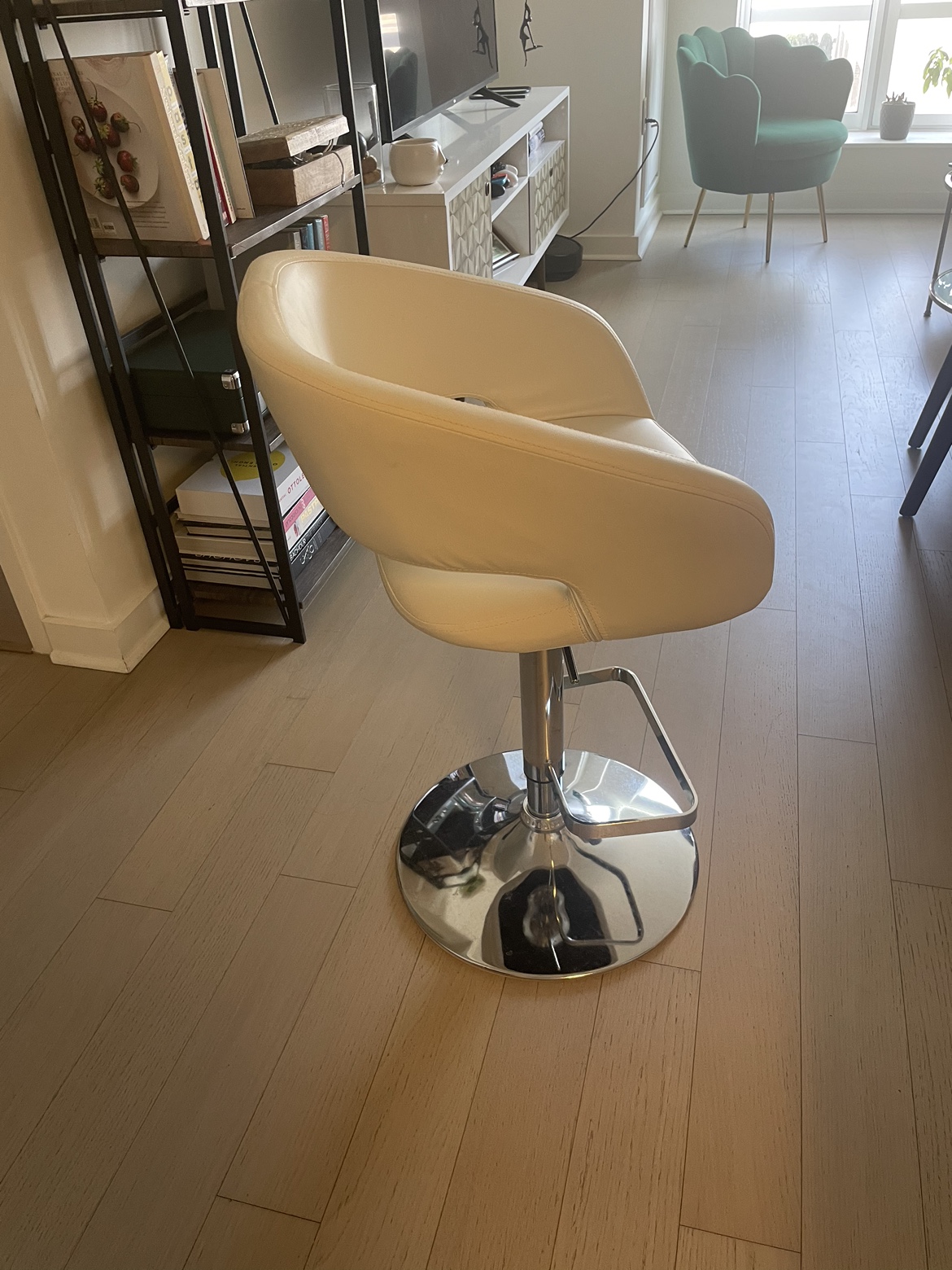 Two White Swivel Bar Stools - photo 2