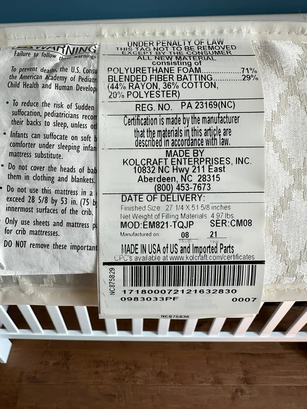 White Baby Crib / Mattress / Bed Sheet Combo image indicator(8)