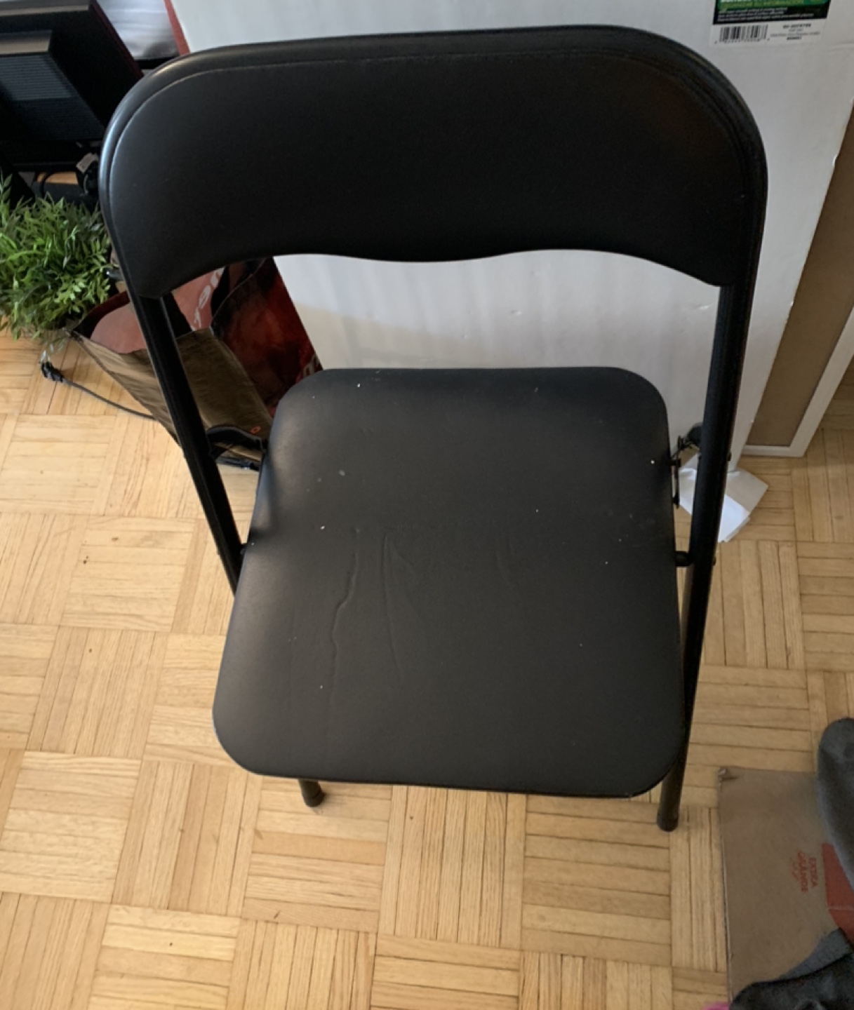 Black Folding Chair and White Metal Small Desk - photo 5
