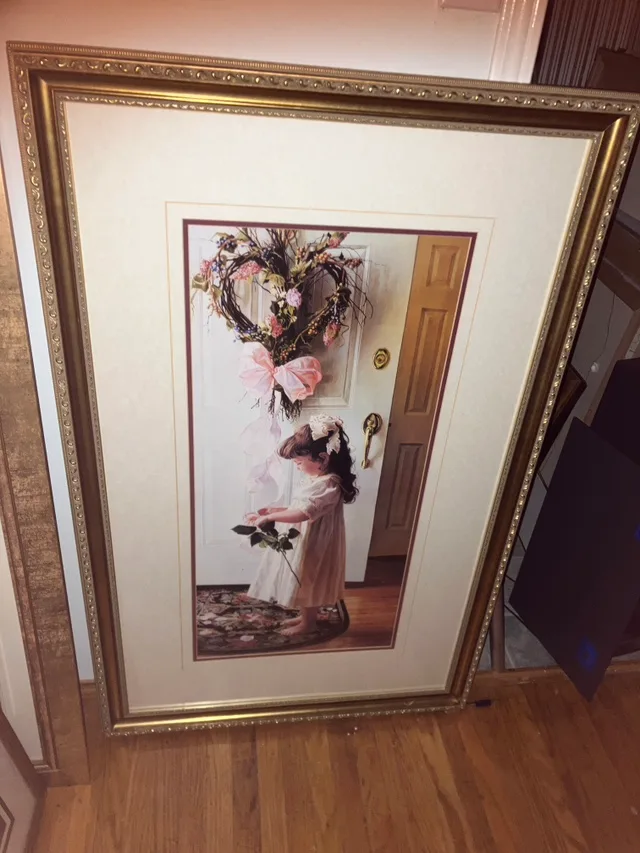 Framed Girl with Flower Print image indicator(3)