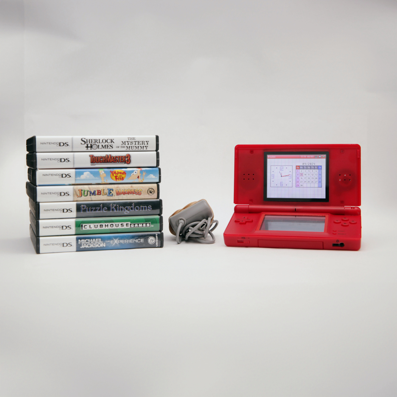 Nintendo DS Lite Bundle - Mario Theme + 7 Games + Charger