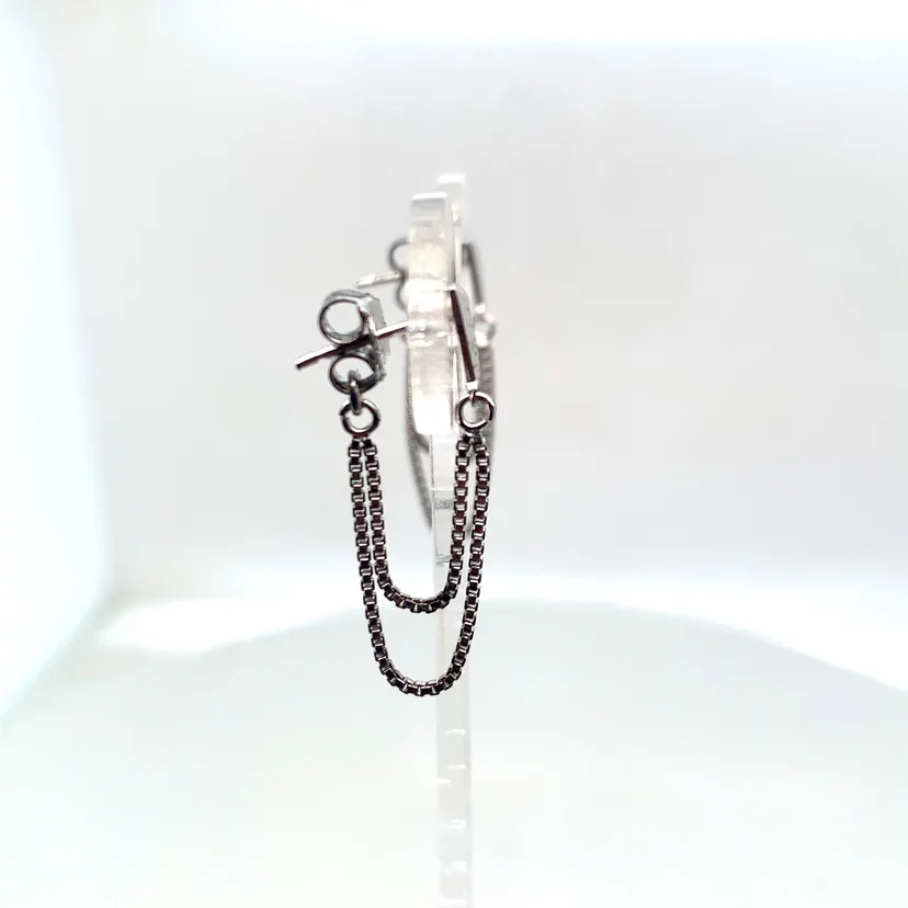 Sterling Silver Double Chain Drop Earrings image indicator(3)
