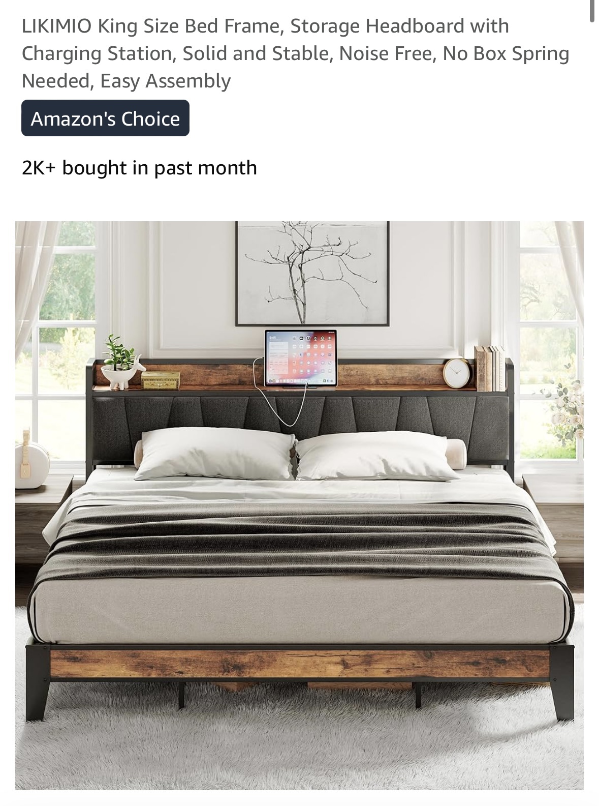 King Size Bed Frame with Headboard