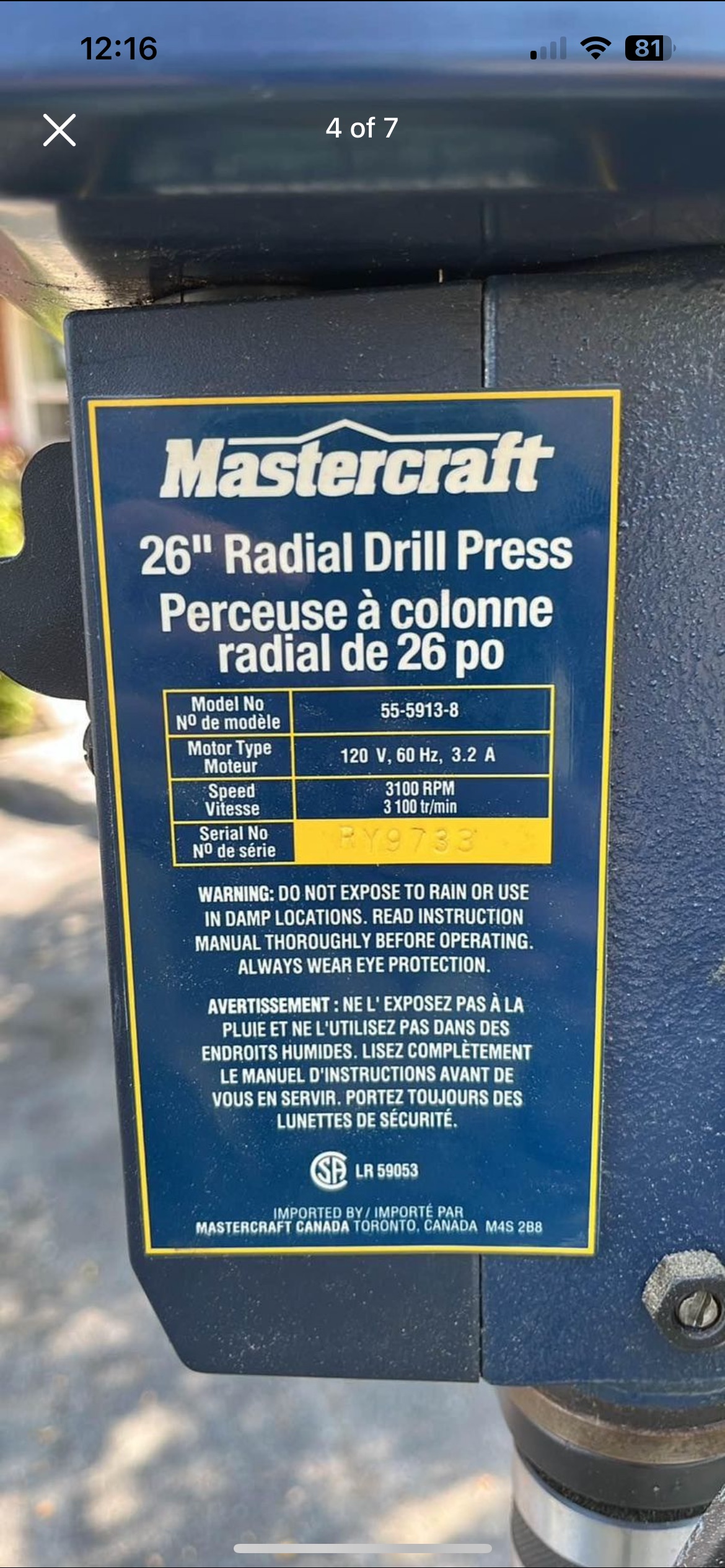 Mastercraft 26” Drill Press - photo 4