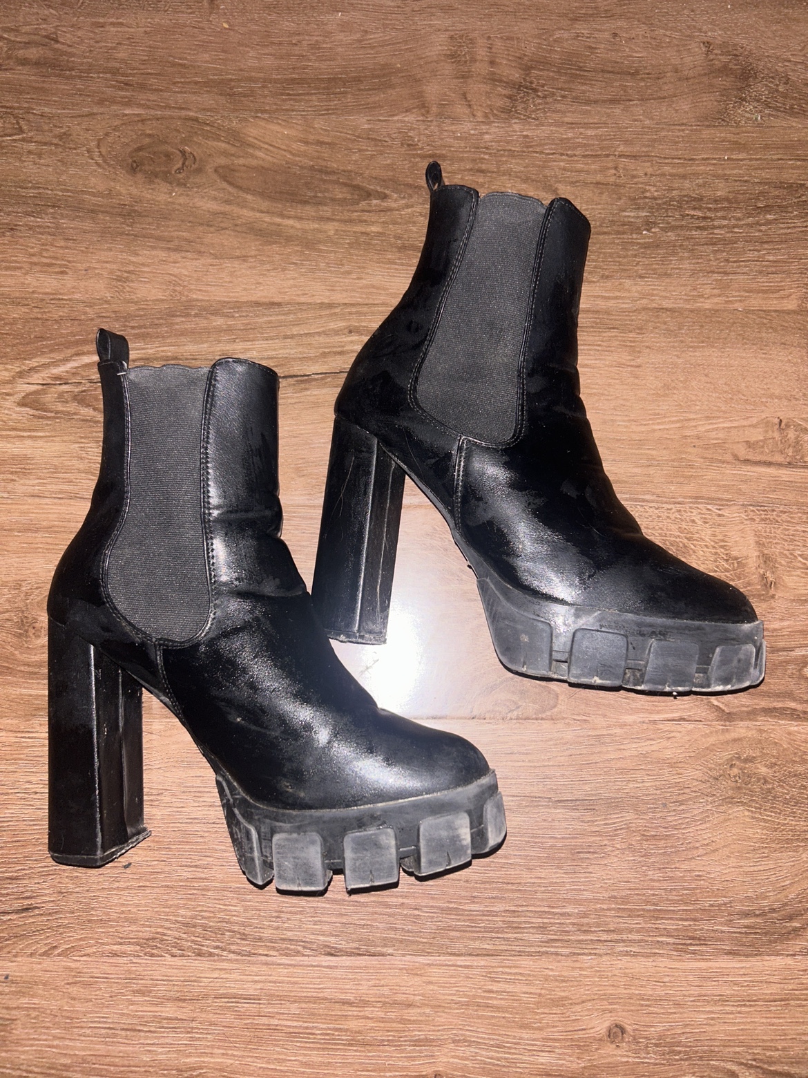 Black Platform Ankle heeled Boots