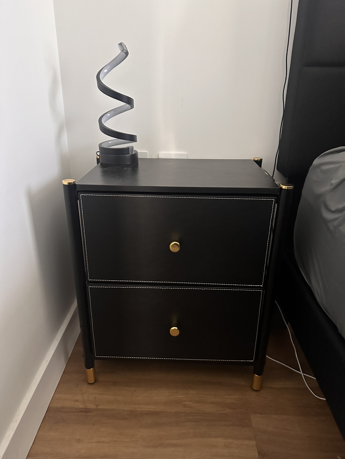 2 Black Nightstand with Gold Accents - photo 2