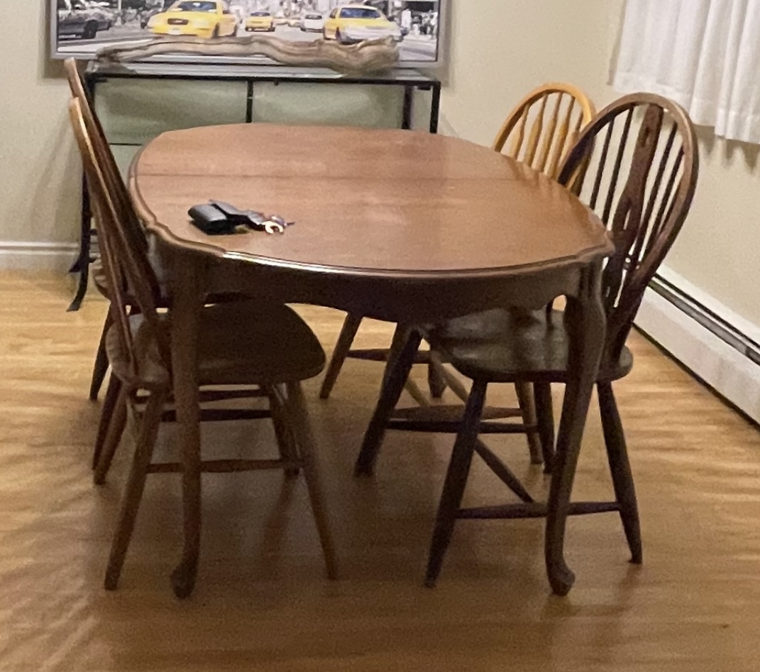 Solid oak wood table and chairs