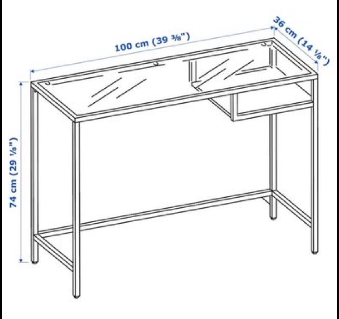 White Desk with Drawer and Glass Top - photo 3