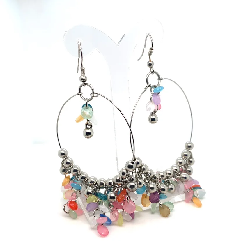 Multicoloured Beaded Hoop Earrings image indicator(6)