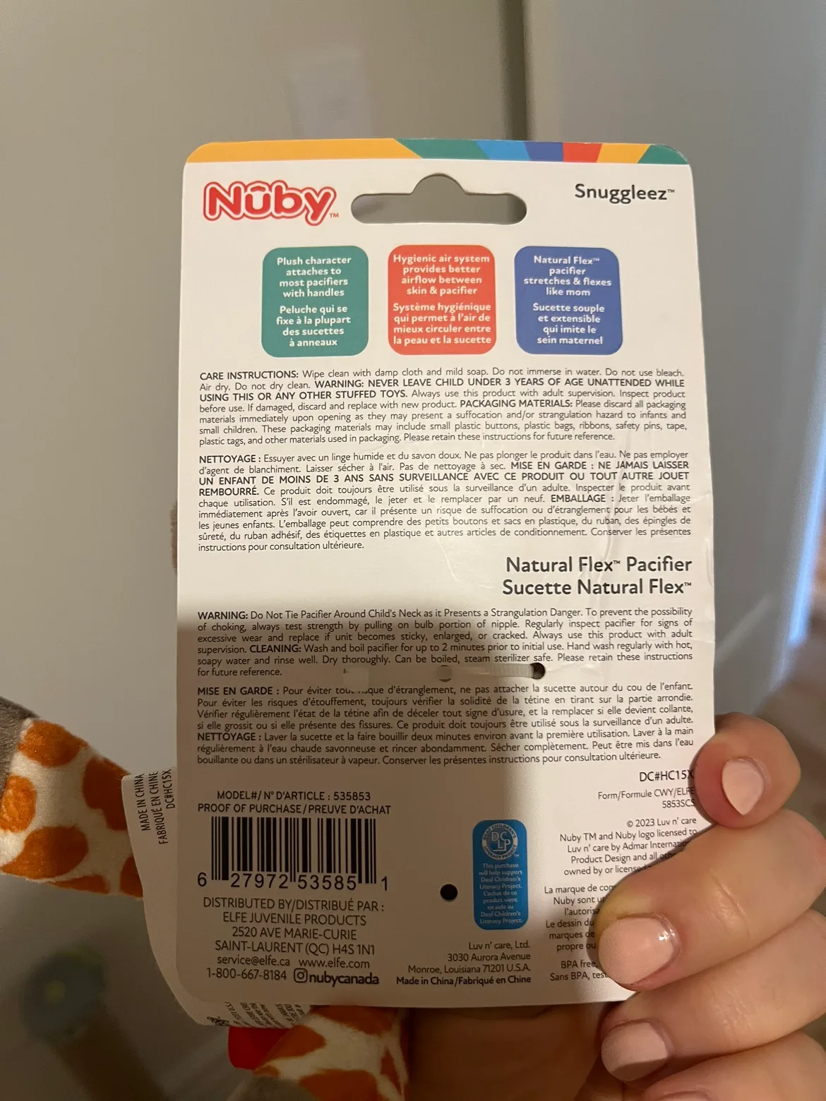 Brand New Nuby Snuggleez Giraffe Pacifier Toy image indicator(3)