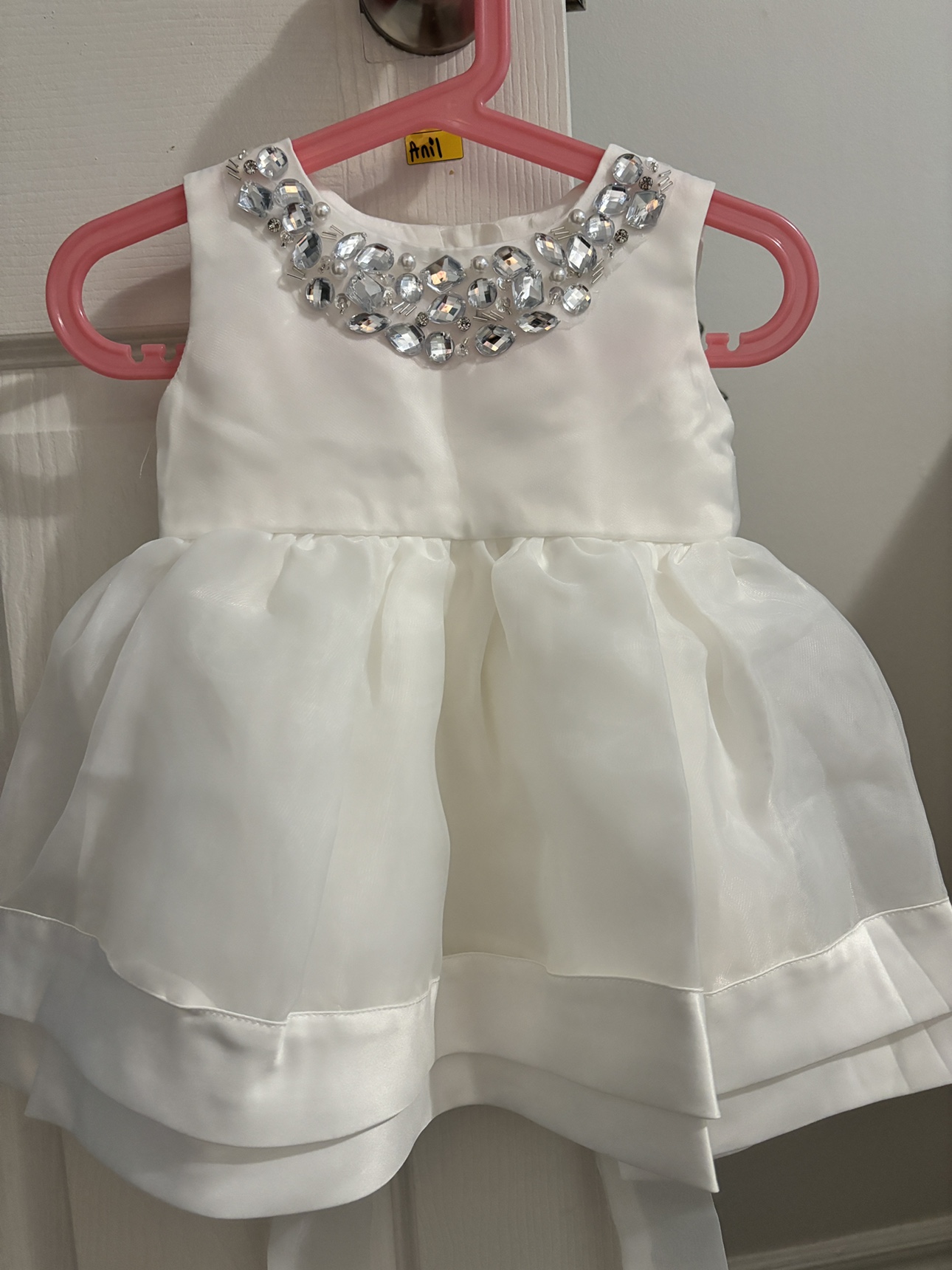 White Baby Girl Dress with Rhinestones