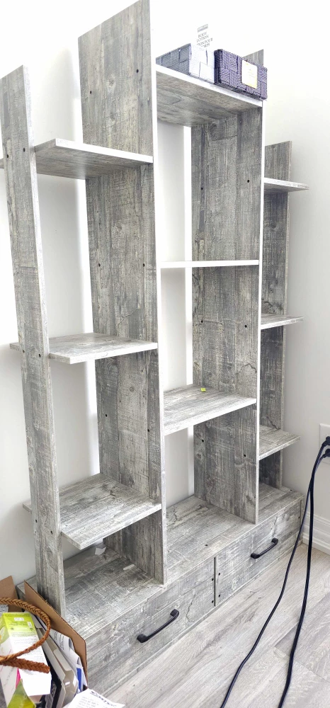 Rustic Grey Wooden Bookcase with drawers - photo 2