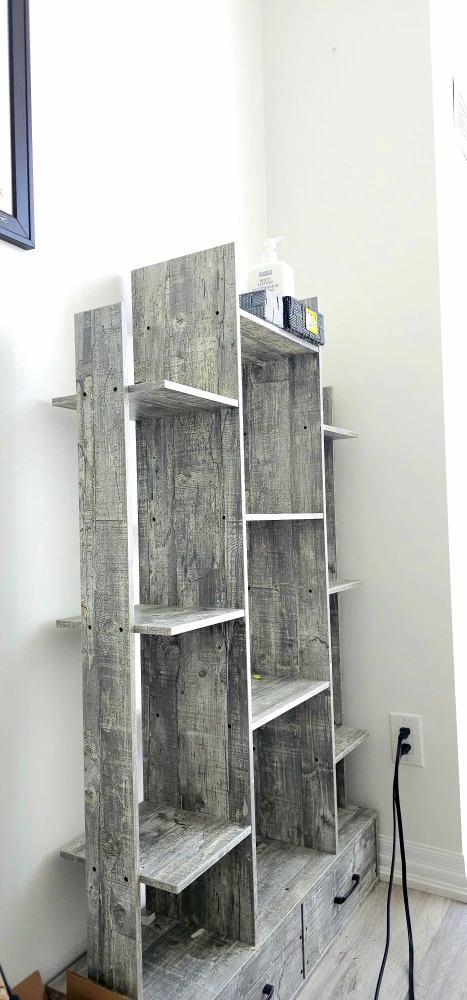 Rustic Grey Wooden Bookcase with drawers - photo 3