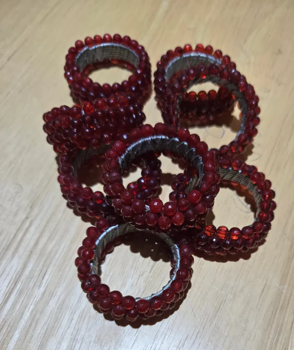 Red Beaded Napkin Rings Set of 8 image indicator(2)