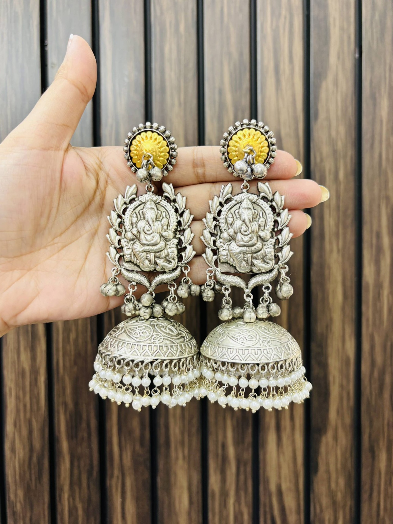 Silver Oxidized Jhumka Earrings