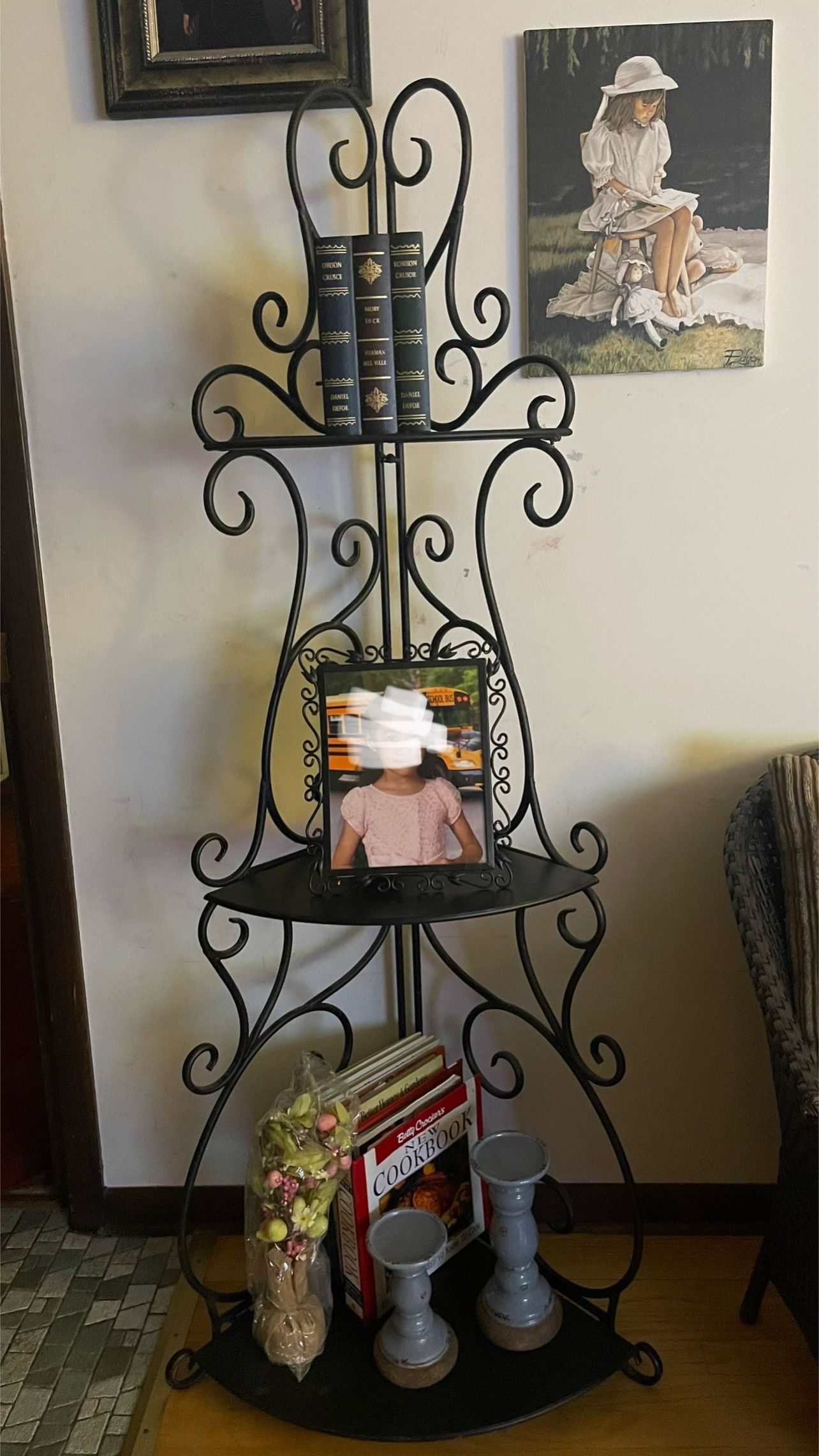 Black Metal Corner Shelf folding