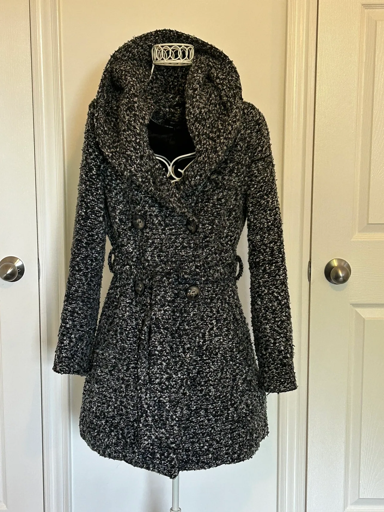 Beautiful Women's Black & White Hooded Coat-Reduced! image indicator(3)
