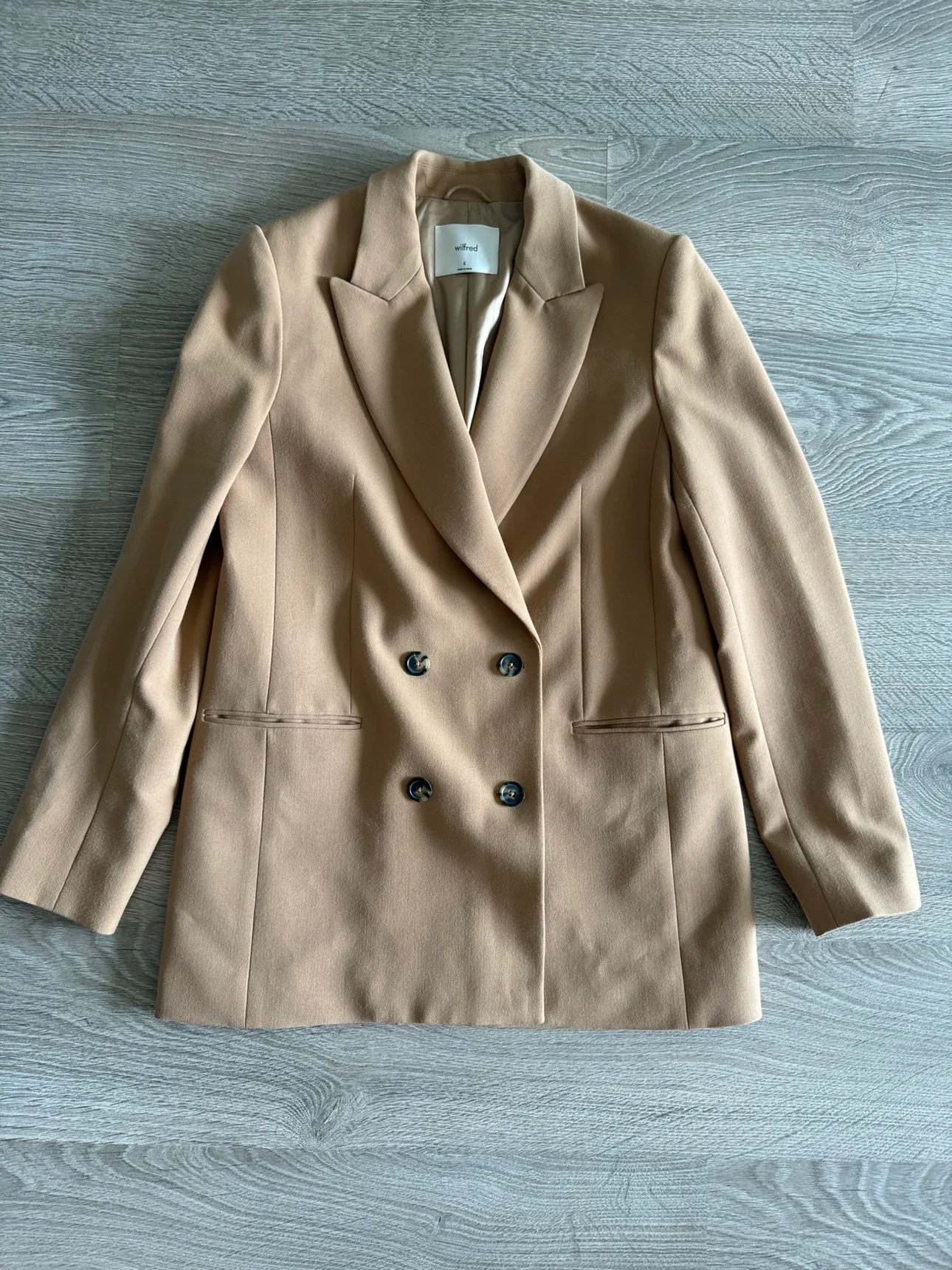 Aritzia Wilfred Camel Double-Breasted Blazer - Size 6 thumbnail