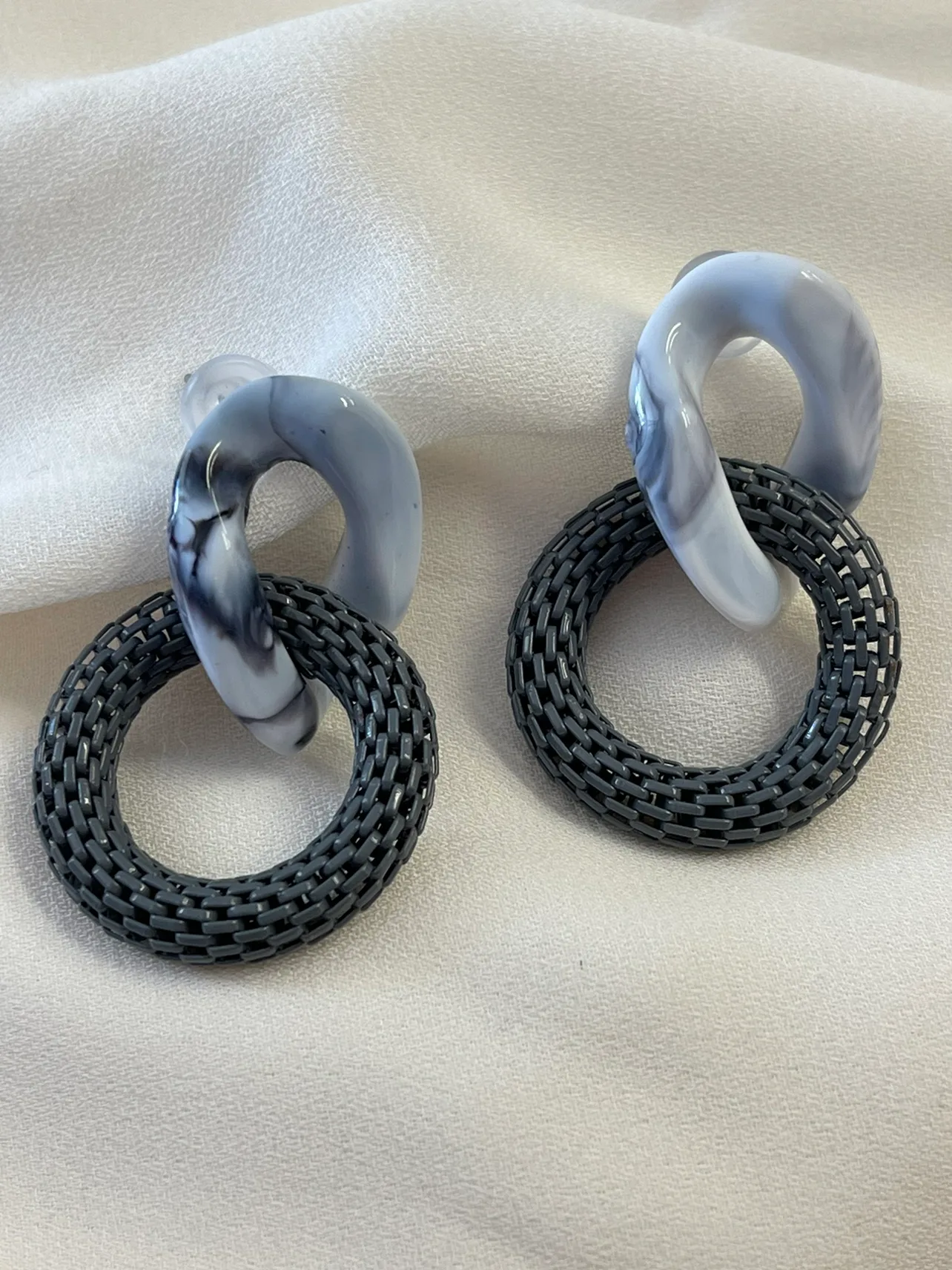 Gray and White Marble Statement Earrings - brand new image indicator(2)