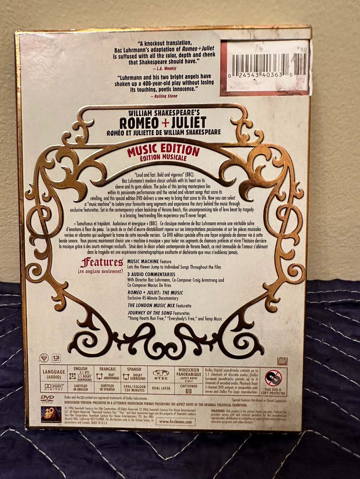 Sealed Unopened Romeo + Juliet Music Edition DVD image indicator(2)
