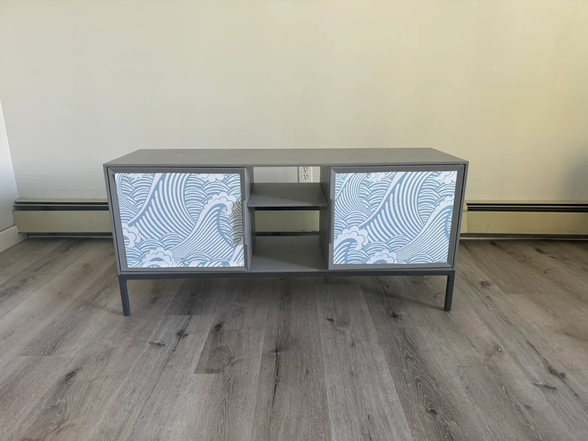 TV Stand with Blue and White removable stickers thumbnail
