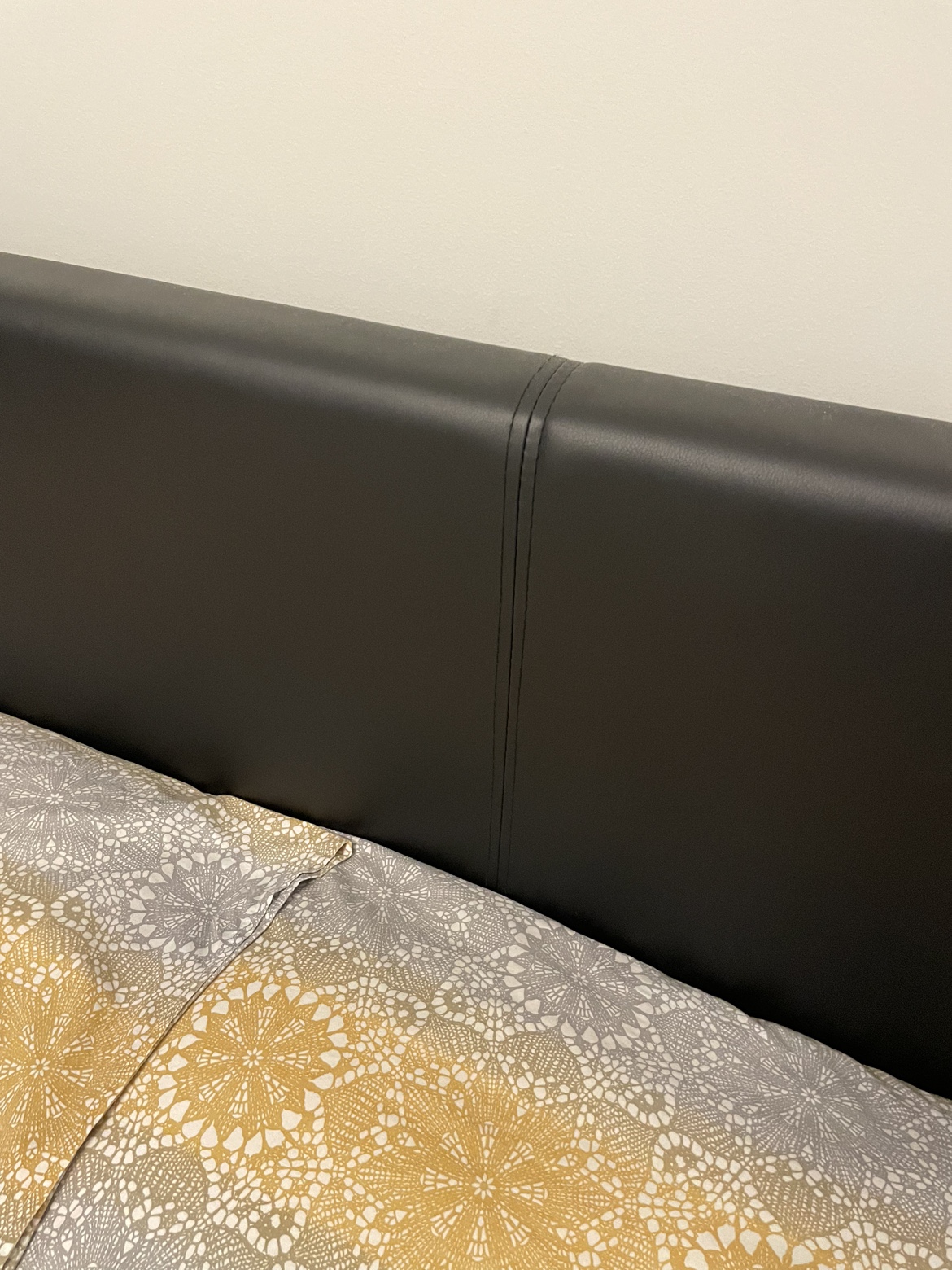 Black Leather Headboard with stand and mattress - photo 3