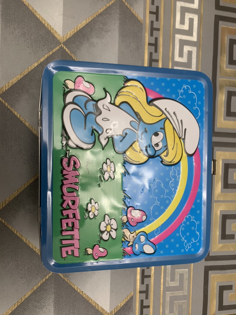 2010 The Smurfs 8"x7" Lunchbox Storage Metal Tin Smurfette