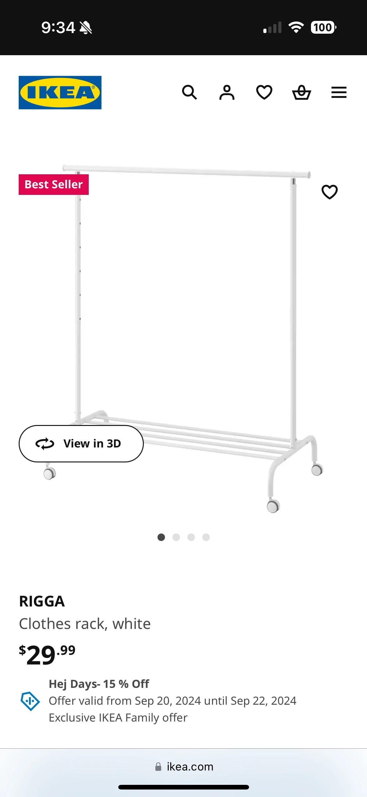 IKEA RIGGA Clothes Rack thumbnail