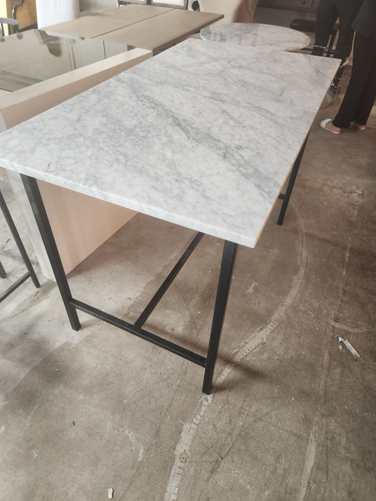 Marble and Black Metal Kitchen Table