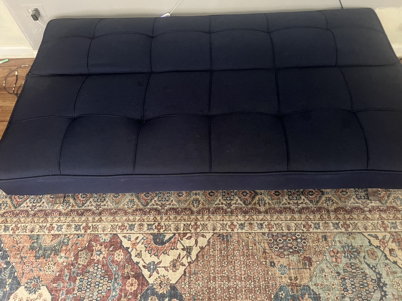 Navy blue sofa and sleeper