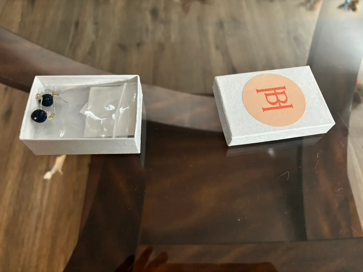 Hillberg & Berk indigo blue sparkle ball hook earrings thumbnail