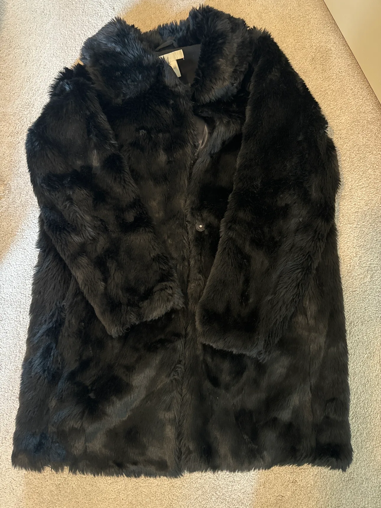 H&M Black Faux Fur Coat thumbnail