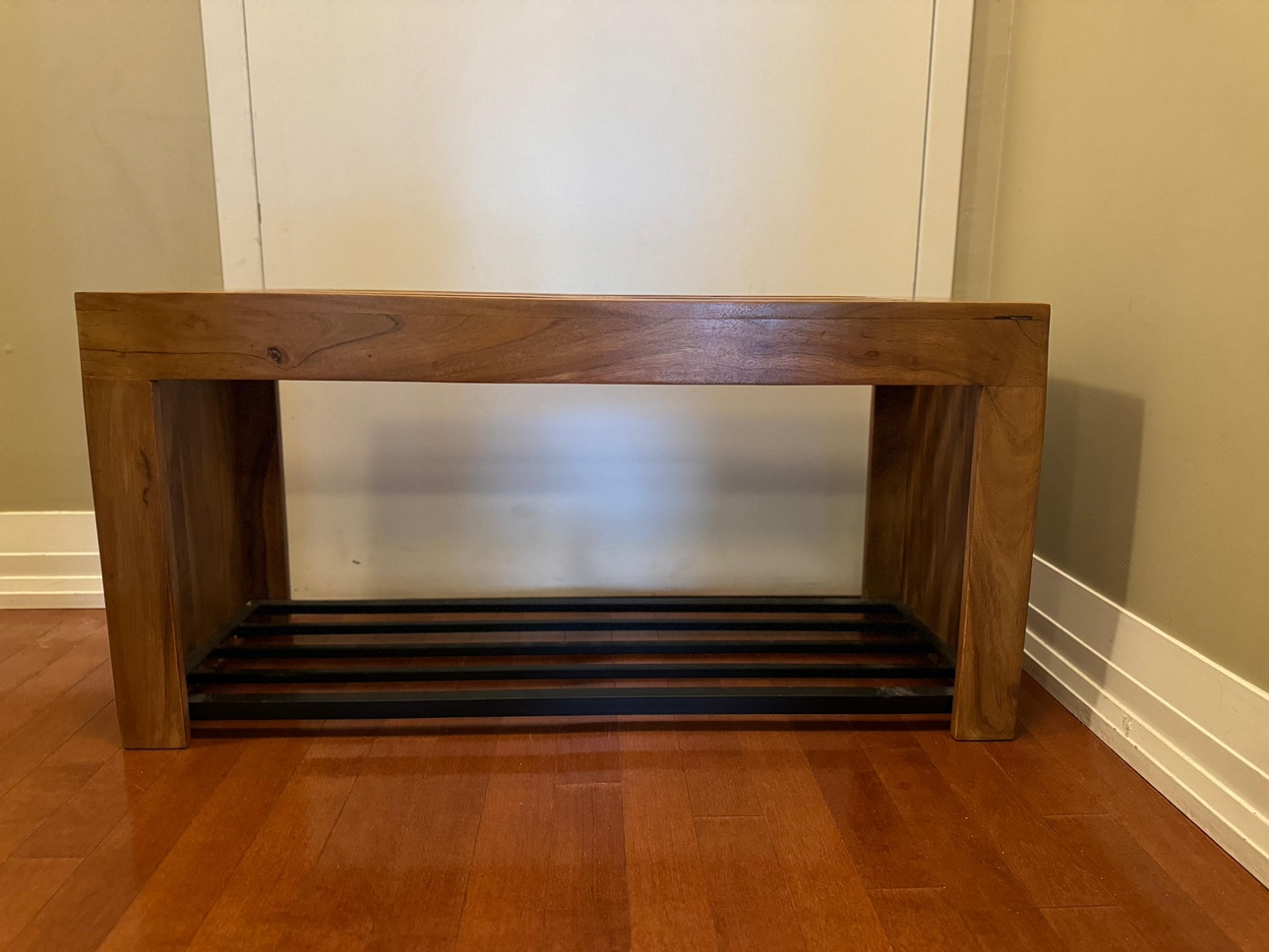 Indian Wooden Bench with Shoe Storage