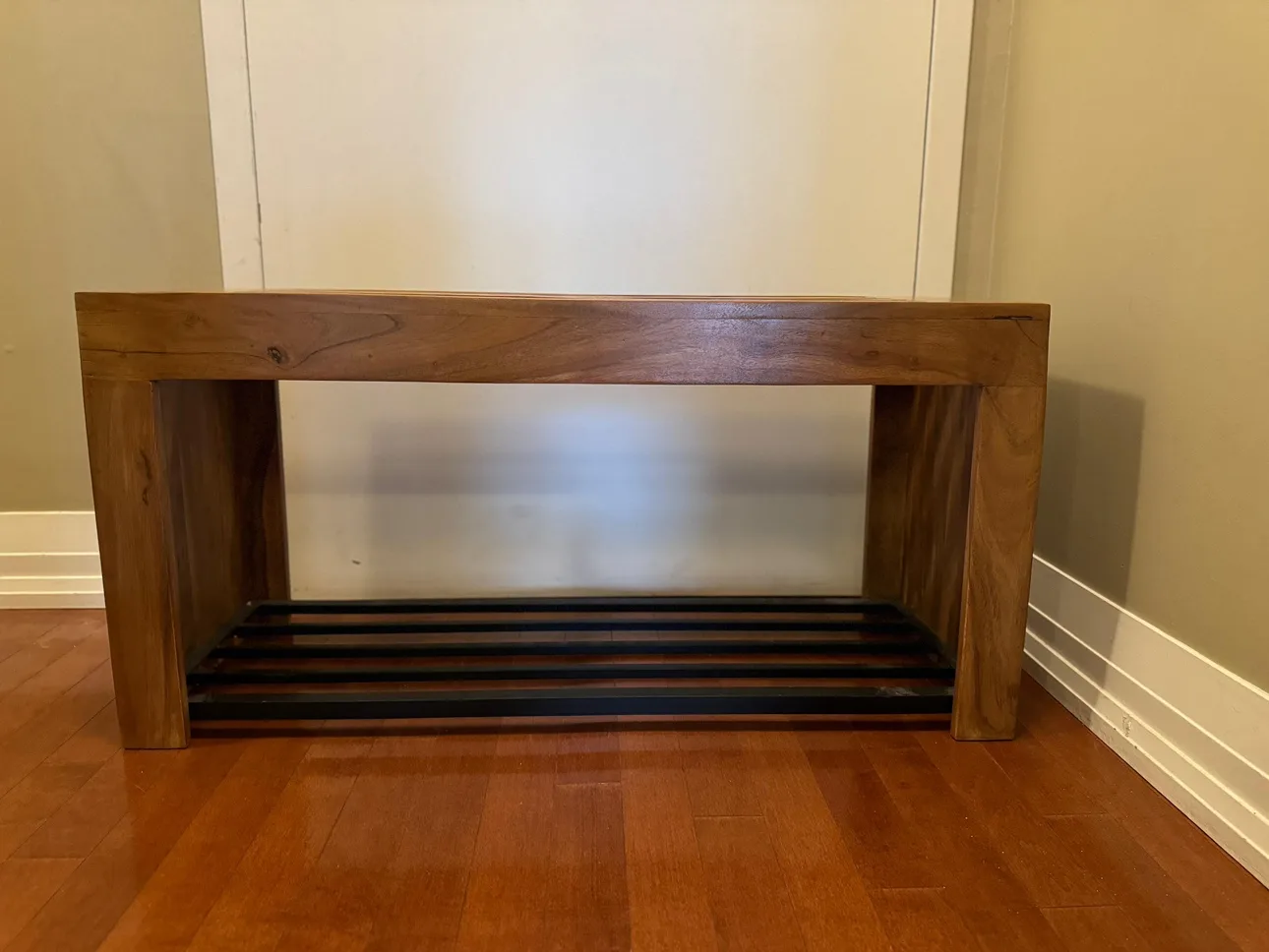 Indian Wooden Bench with Shoe Storage thumbnail