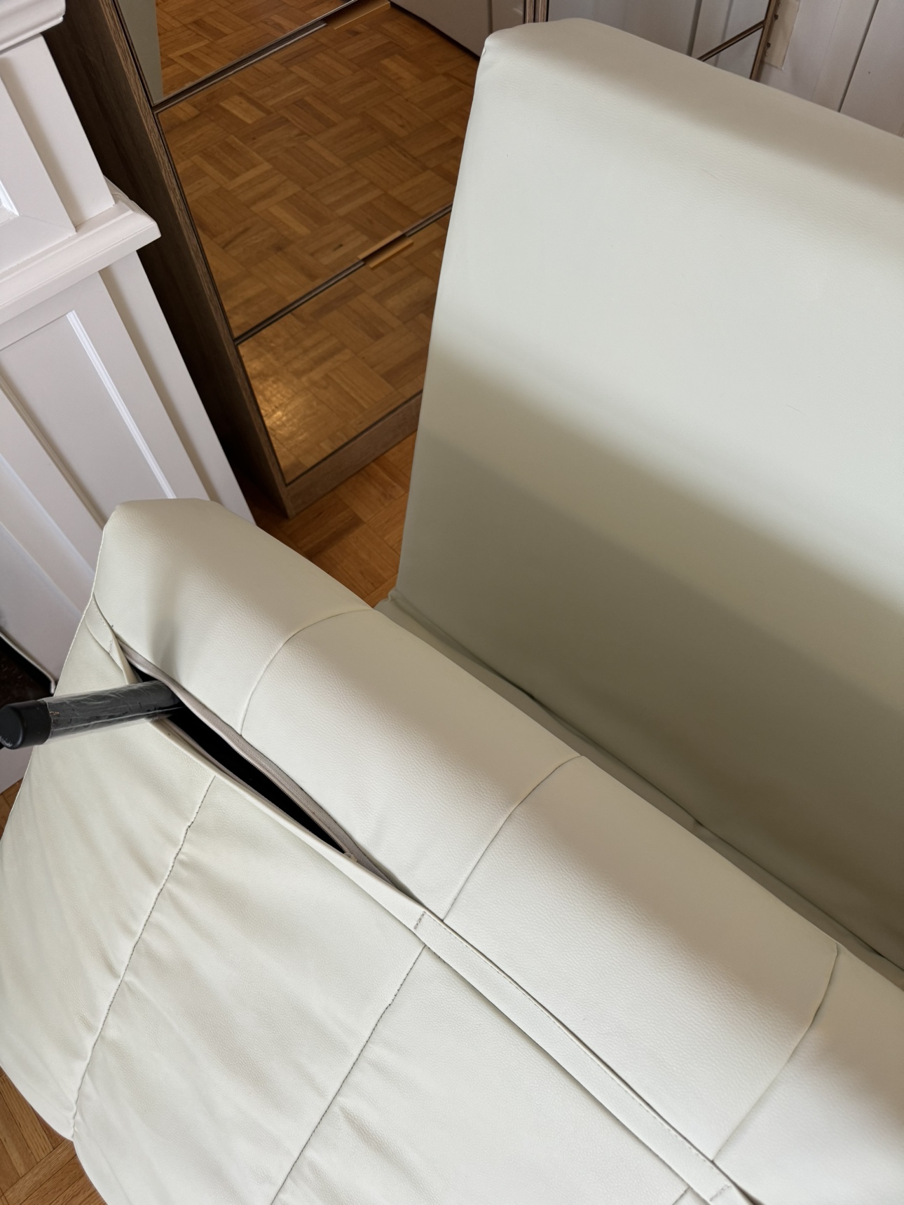 White Futon Sofa Bed Faux Leather - photo 5