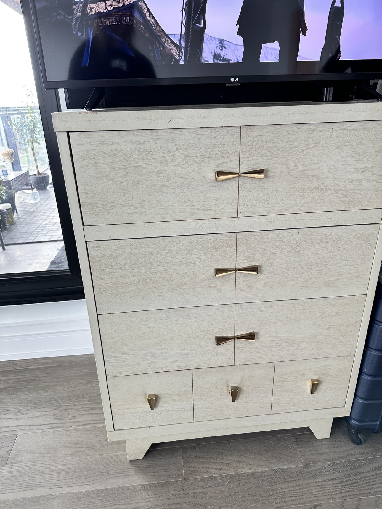 White Dresser with Gold Hardware