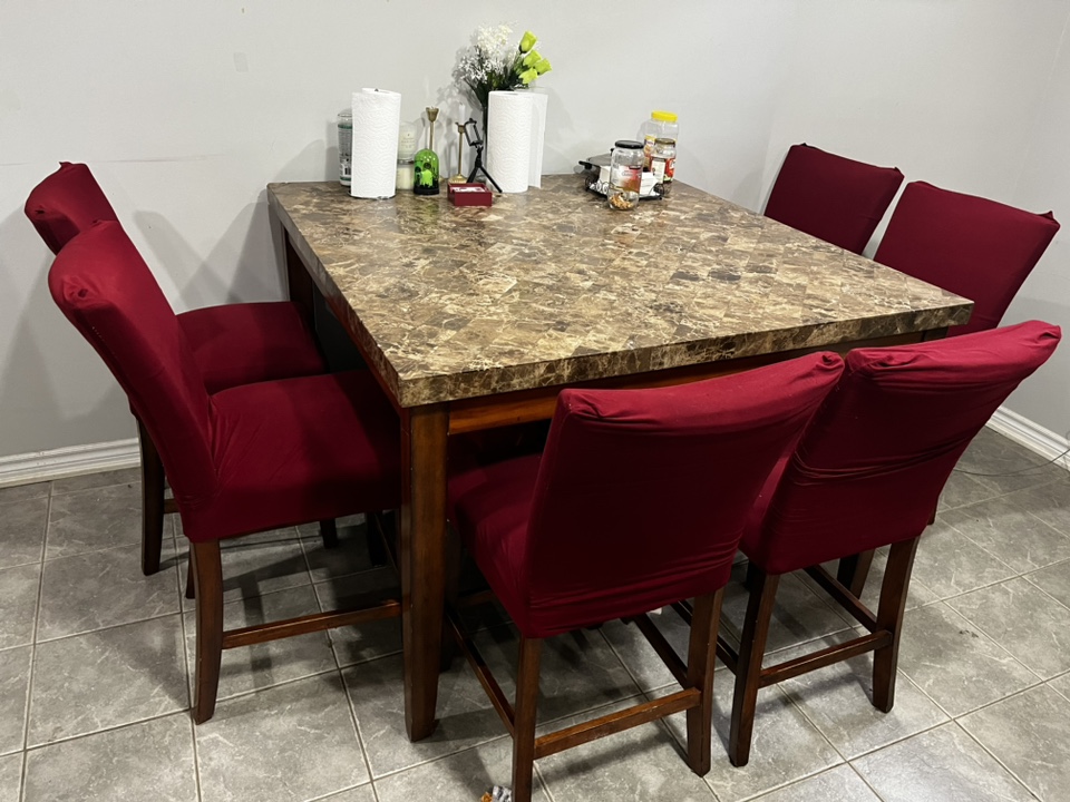 Faux Marble Dining Table set with 6 Chairs - photo 4