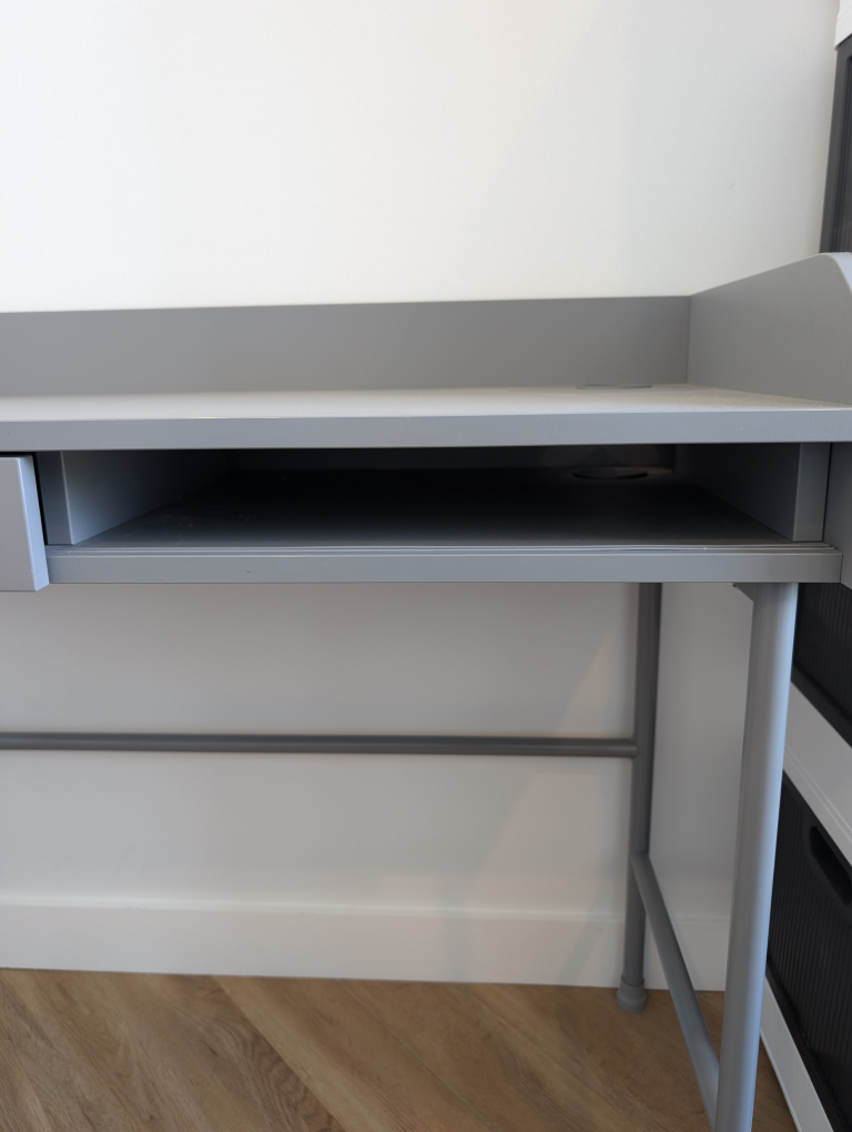 Grey Desk with Drawer and Shelf - photo 3