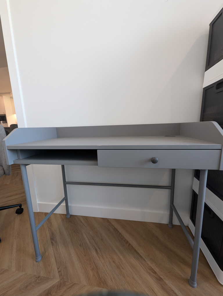 Grey Desk with Drawer and Shelf - photo 4