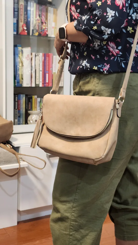 Tan Faux Suede Crossbody Bag thumbnail