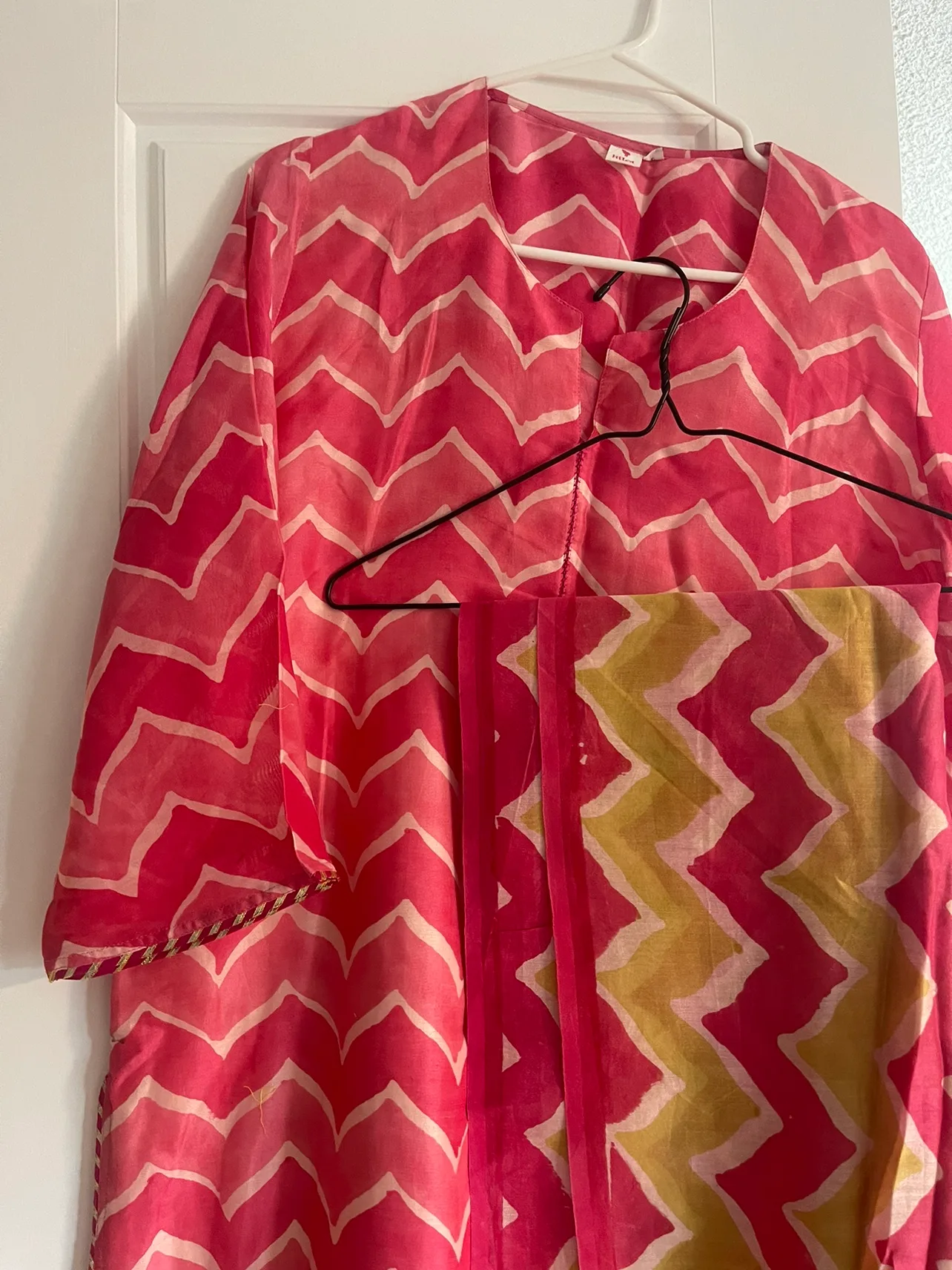 Pink and Yellow Kurta and Dupatta Set image indicator(2)