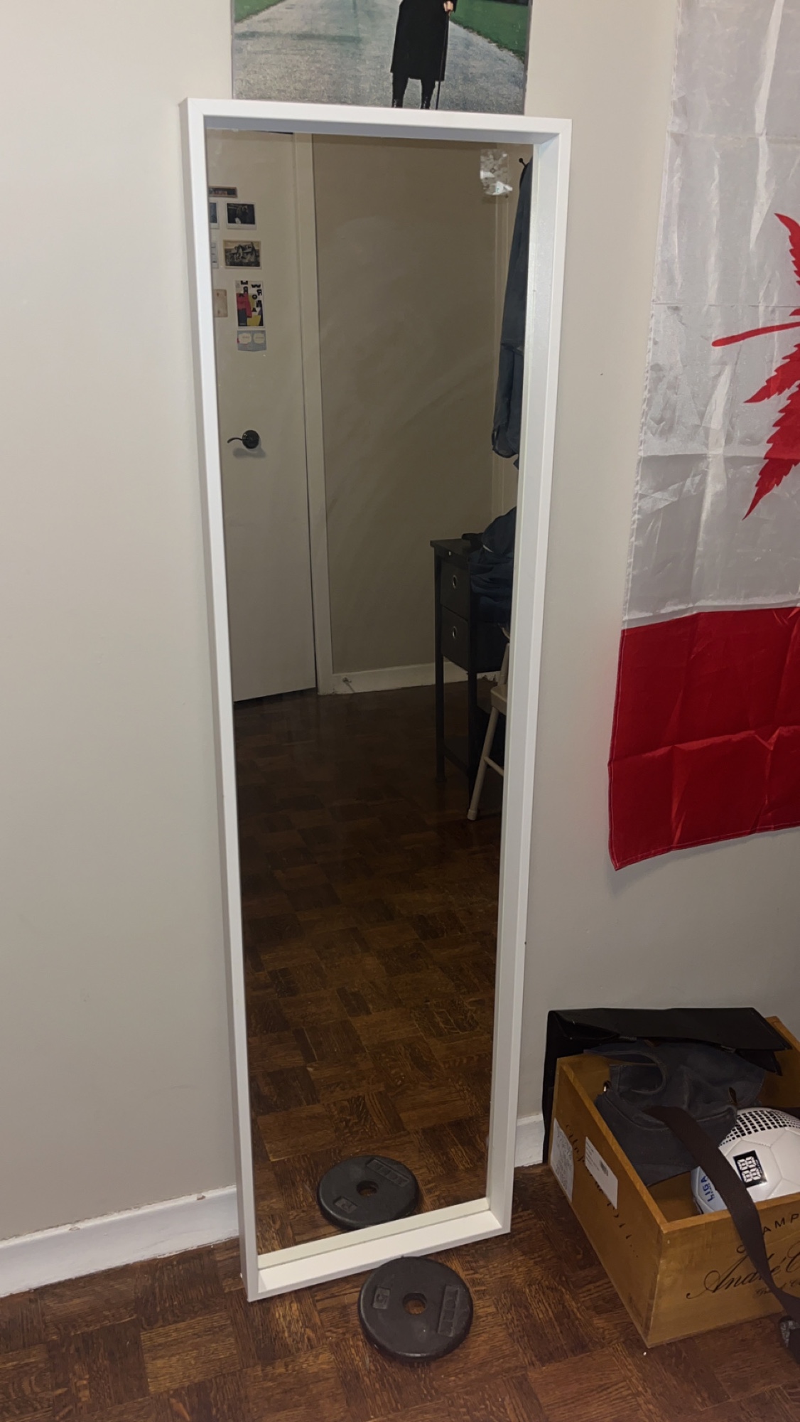 White Framed Floor Mirror