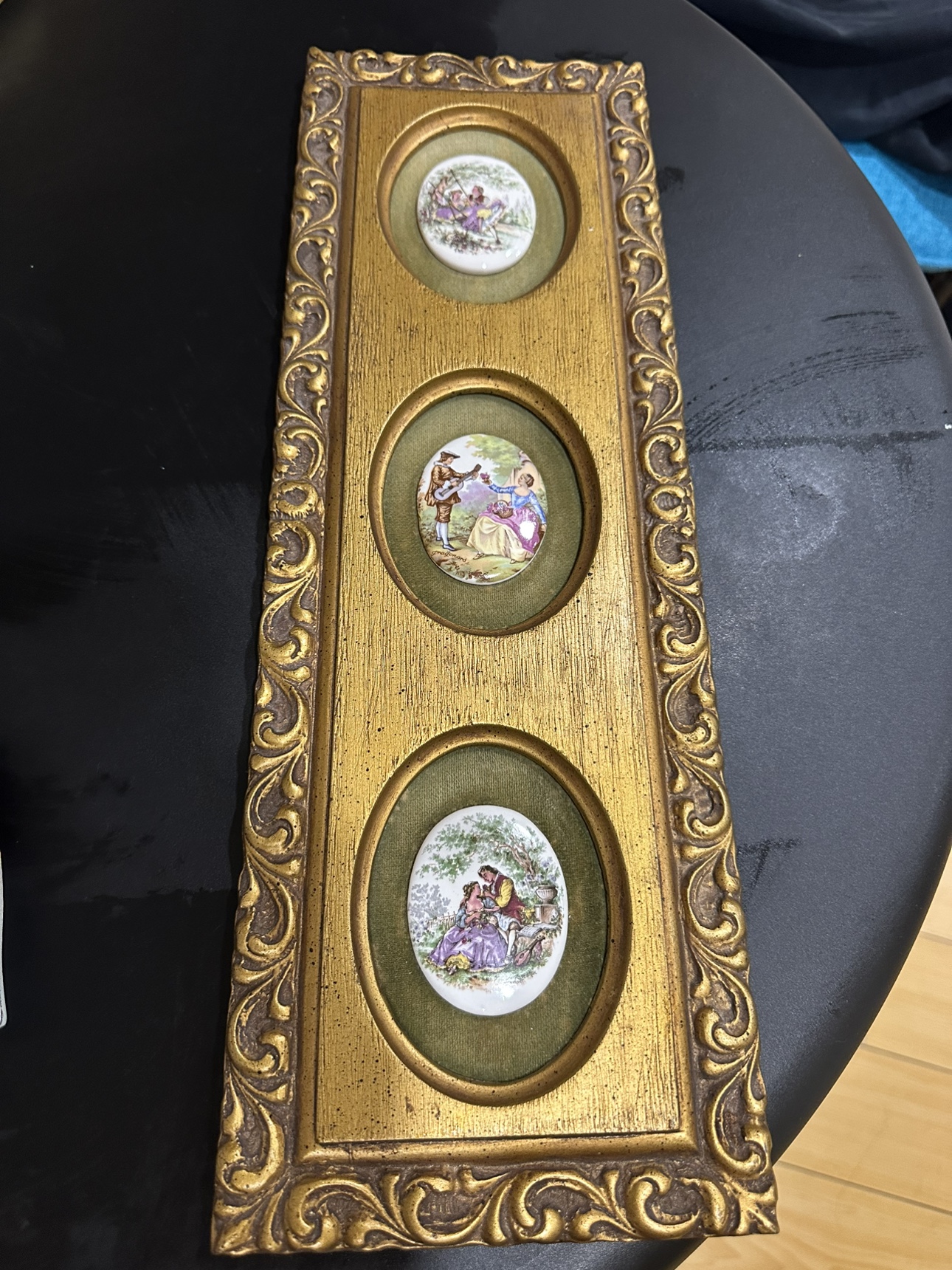 Vintage Framed Set of 3 Ceramic Pictures