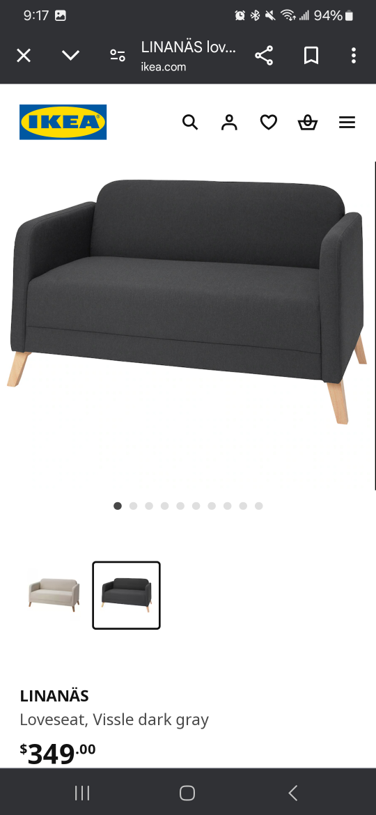 IKEA Linanas Loveseat - Vissle Dark Grey - photo 5