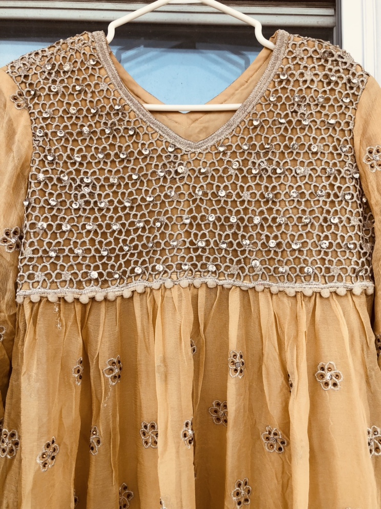 Beige Embroidered 3 piece suit | desi clothes - photo 2