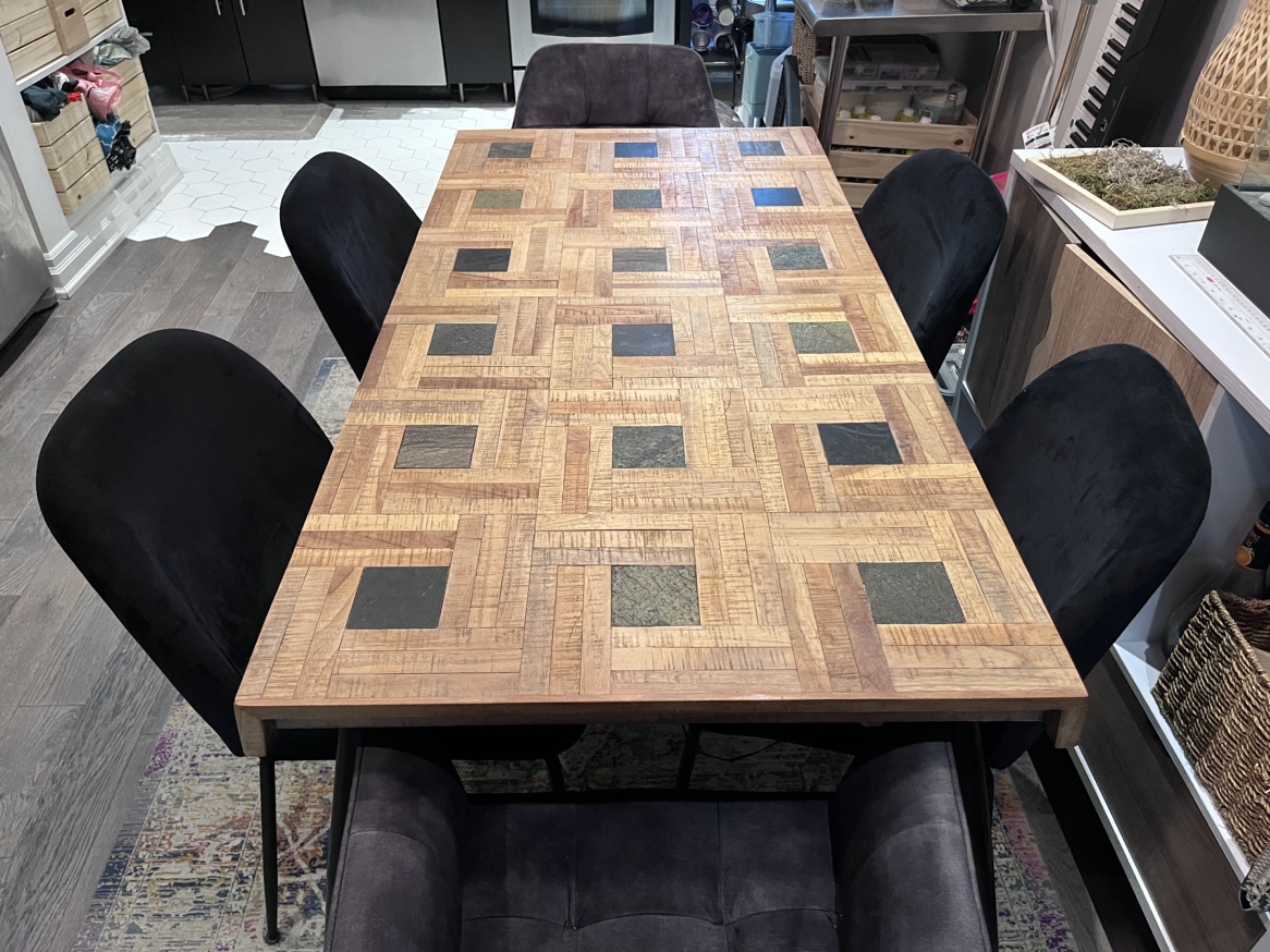 Dining Table with Stone Inlay