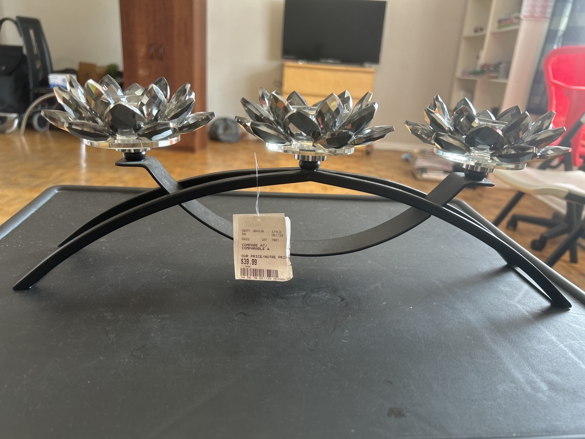 Black Crystal Candle Holder